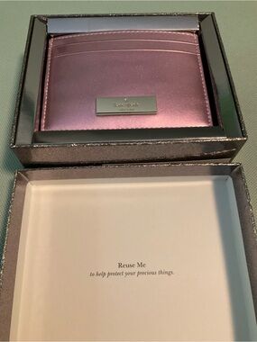 Kate Spade Metallic Pink Skim Card Holder New in Box